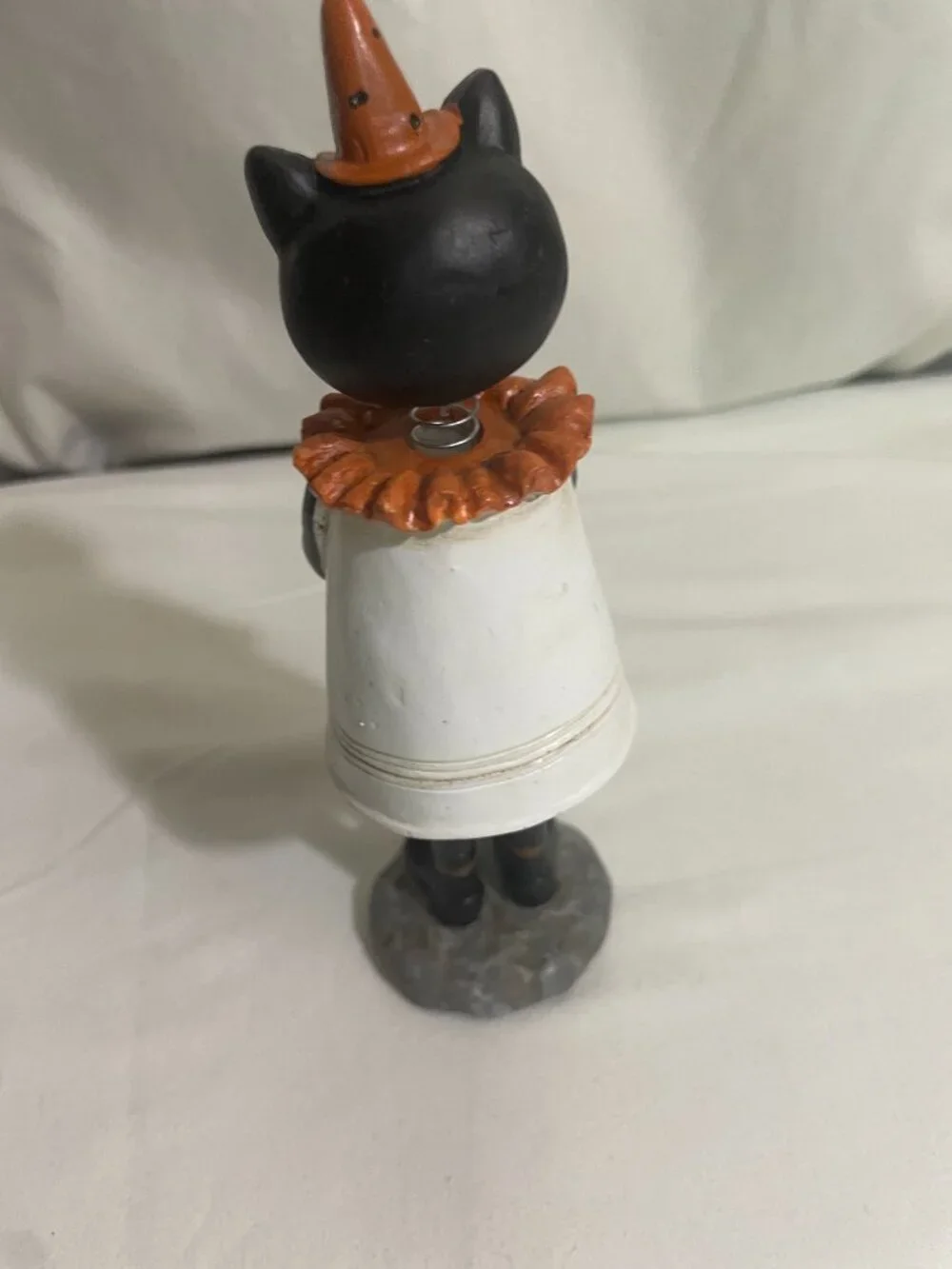 Vintage Halloween Black Cat Bobble Head Figurine Jack O Lantern 7.5
